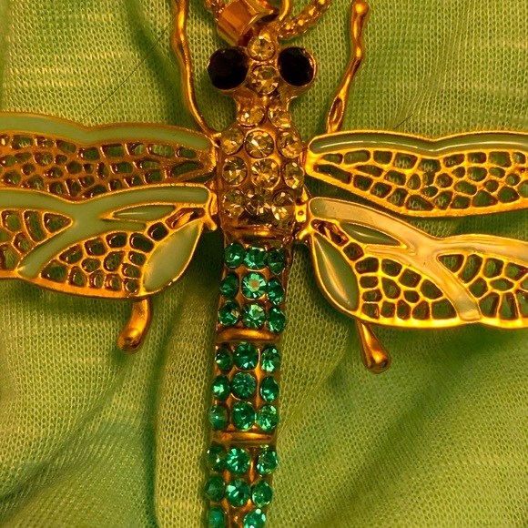 🛍large size blue dragonfly necklace 😃 - Picture 2 of 6